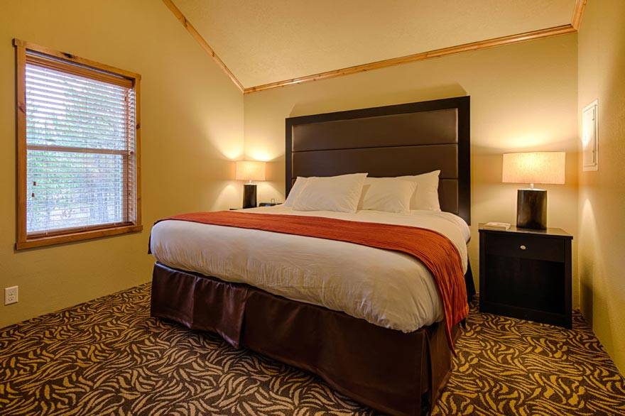 All Yellowstone cabins feature a King size bed in the master bedroom.