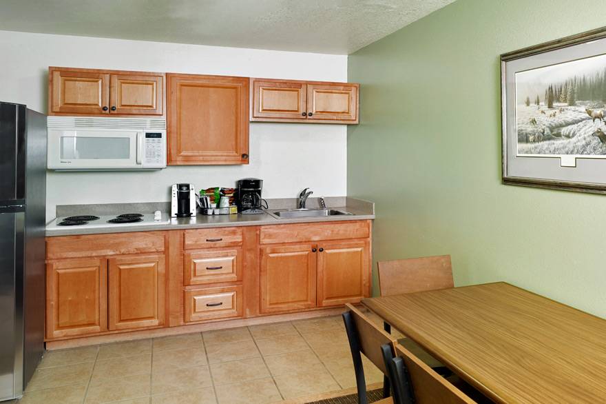 Kitchenette Suite kitchen at The Ridgeline Hotel at Yellowstone