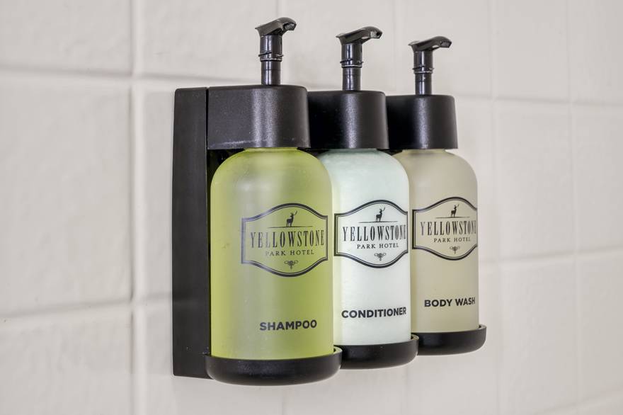 Yellowstone Park Hotel bulk soap dispensers in all bathrooms