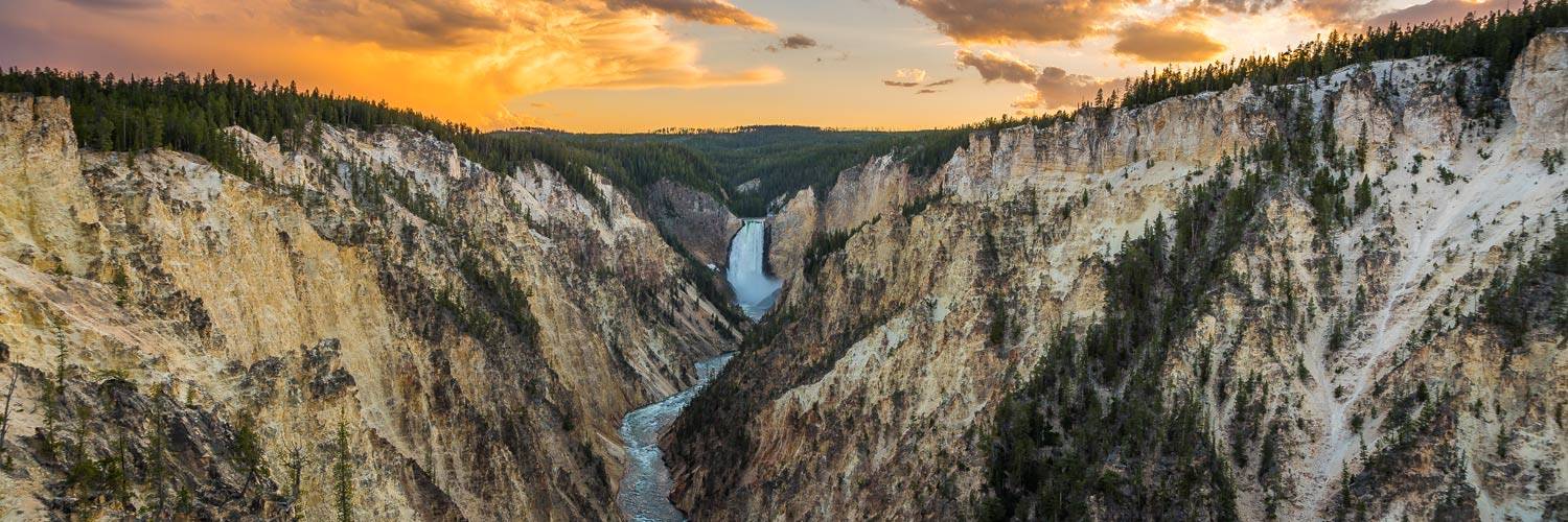 A summer sunset over the Grand Canyon of the Yellowstone