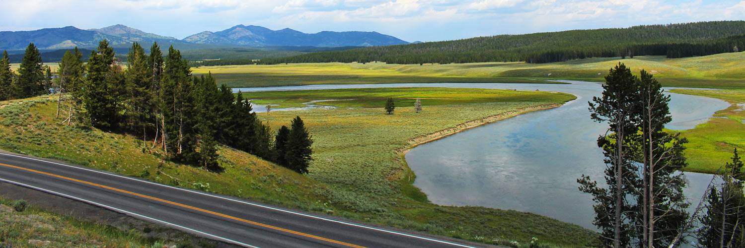 A beautiful scenic drive in Yellowstone National Park
