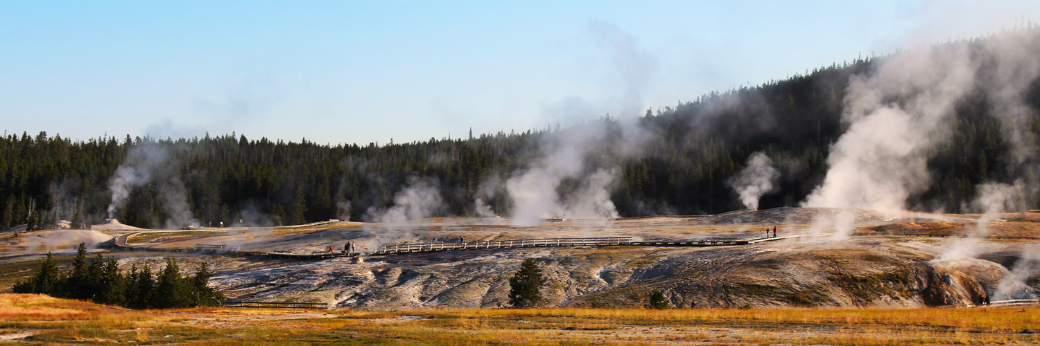 Yellowstone geyser basin in fall