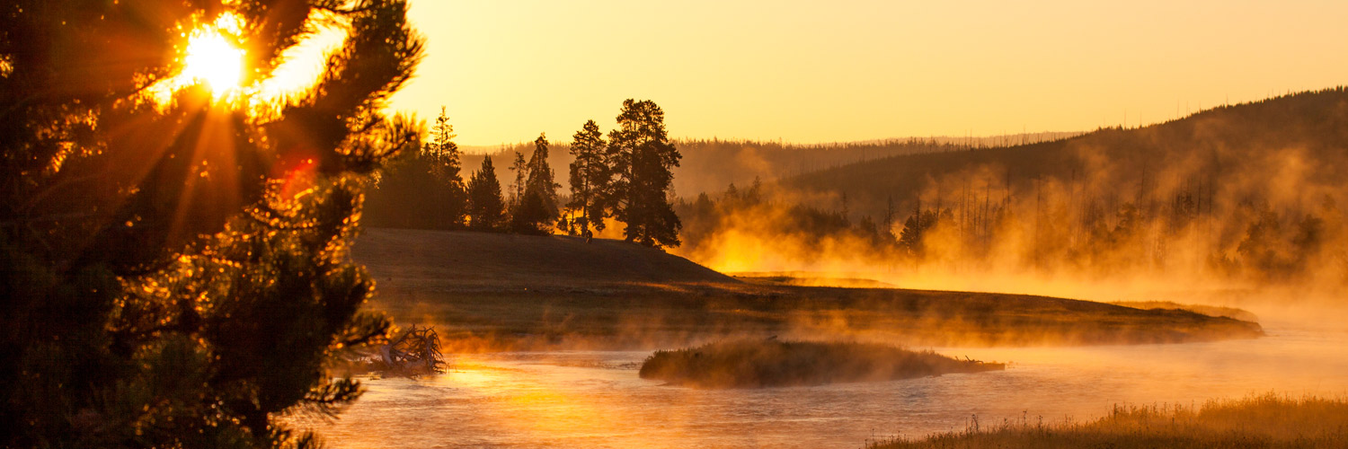 Fall sunset over Yellowstone river