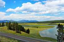 A beautiful scenic roadway through Yellowstone National Park
