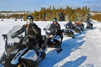 Snowmobile riders in Yellowstone National Park