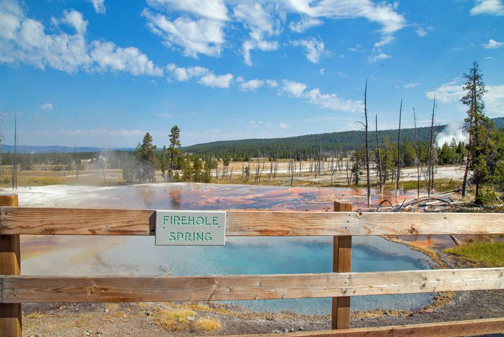 Enjoy a quick stop at Firehole Springs on our Summer Bus Tours