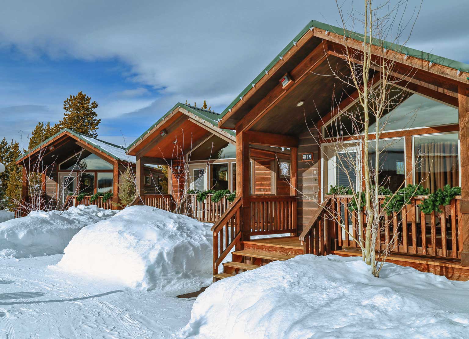 The Explorer Cabins in Yellowstone during winter